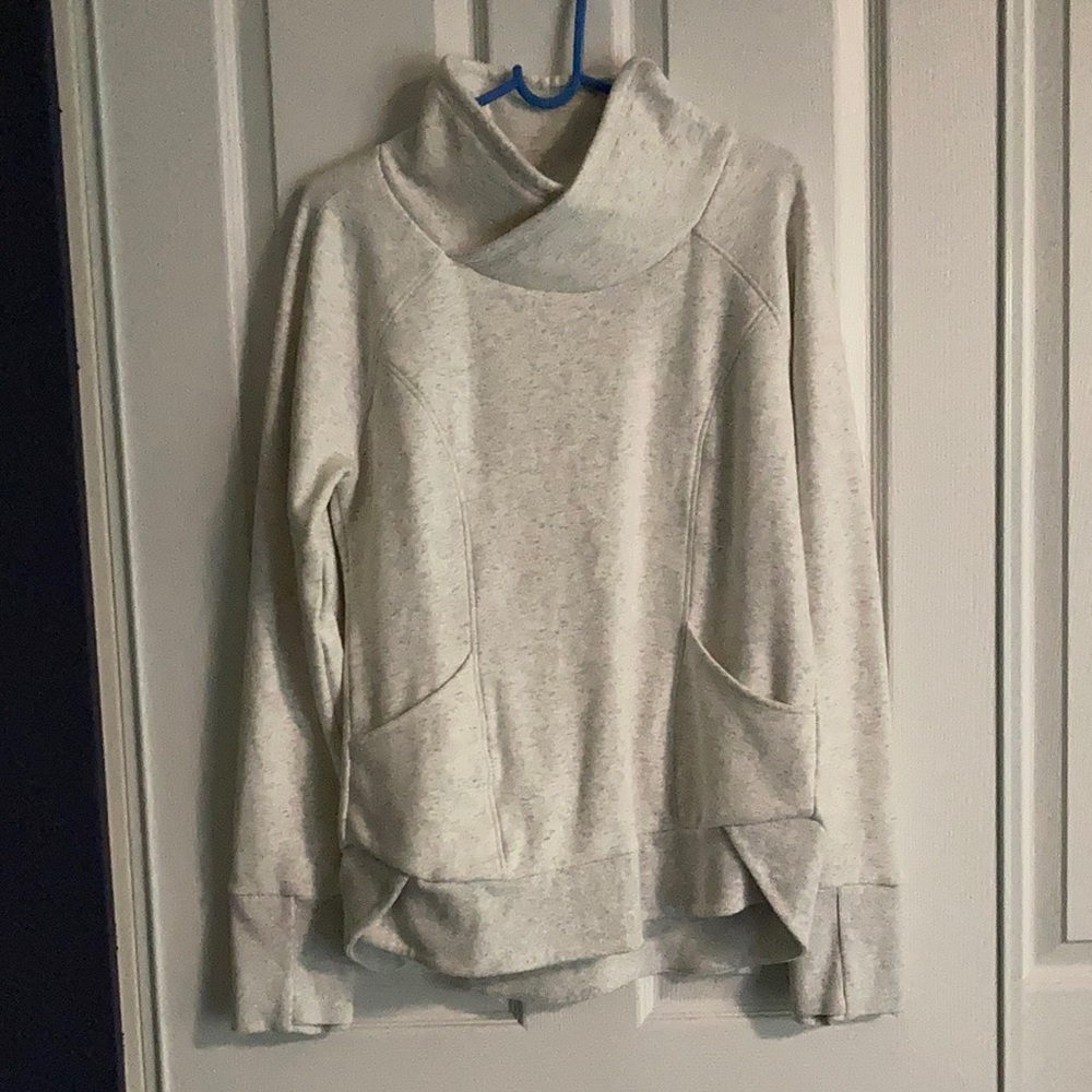 Heather white funnel neck sweater